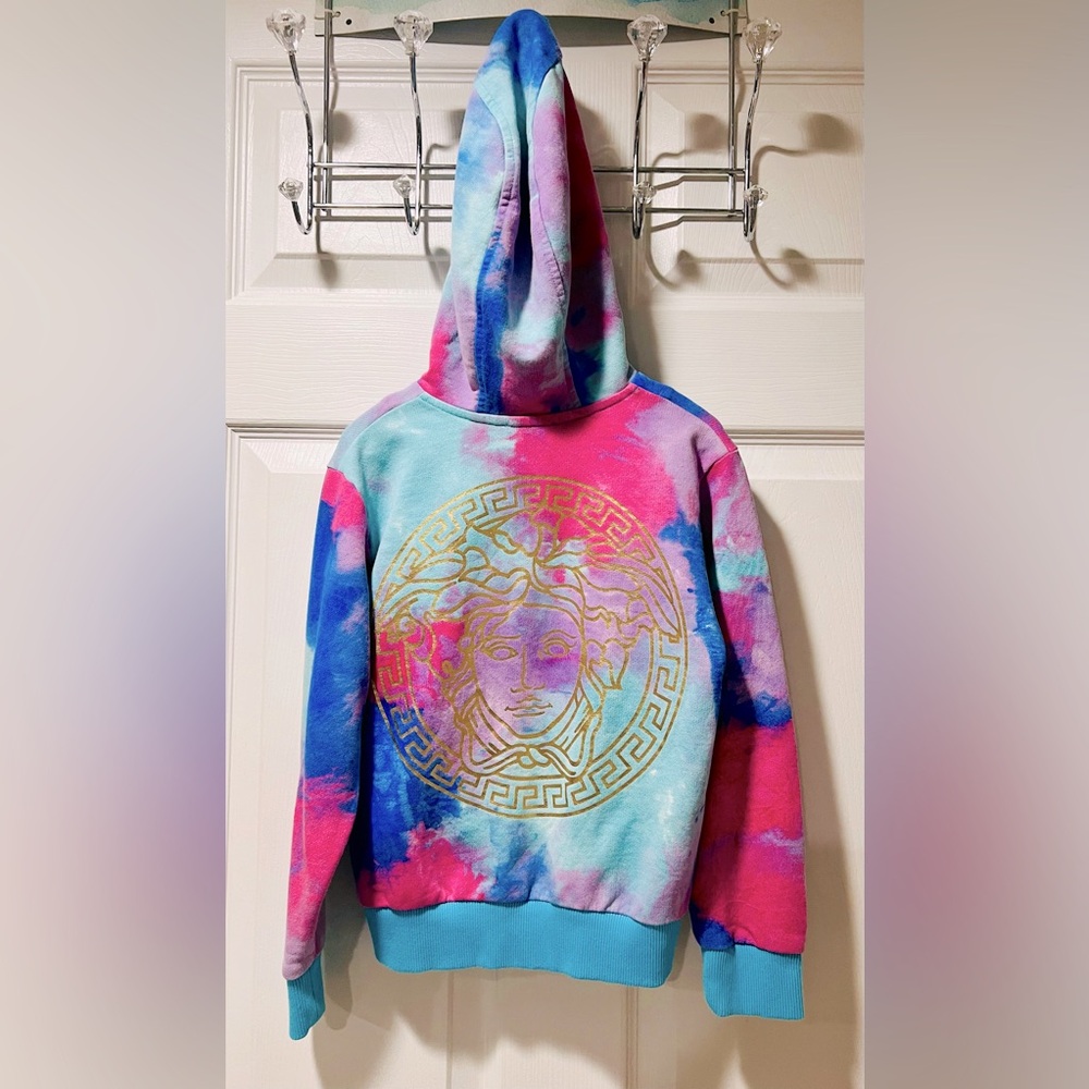 VERSACE KIDS TIE DYE ZIP UP HOODIE SWEATER MEDUSA LOGO SIZE 6